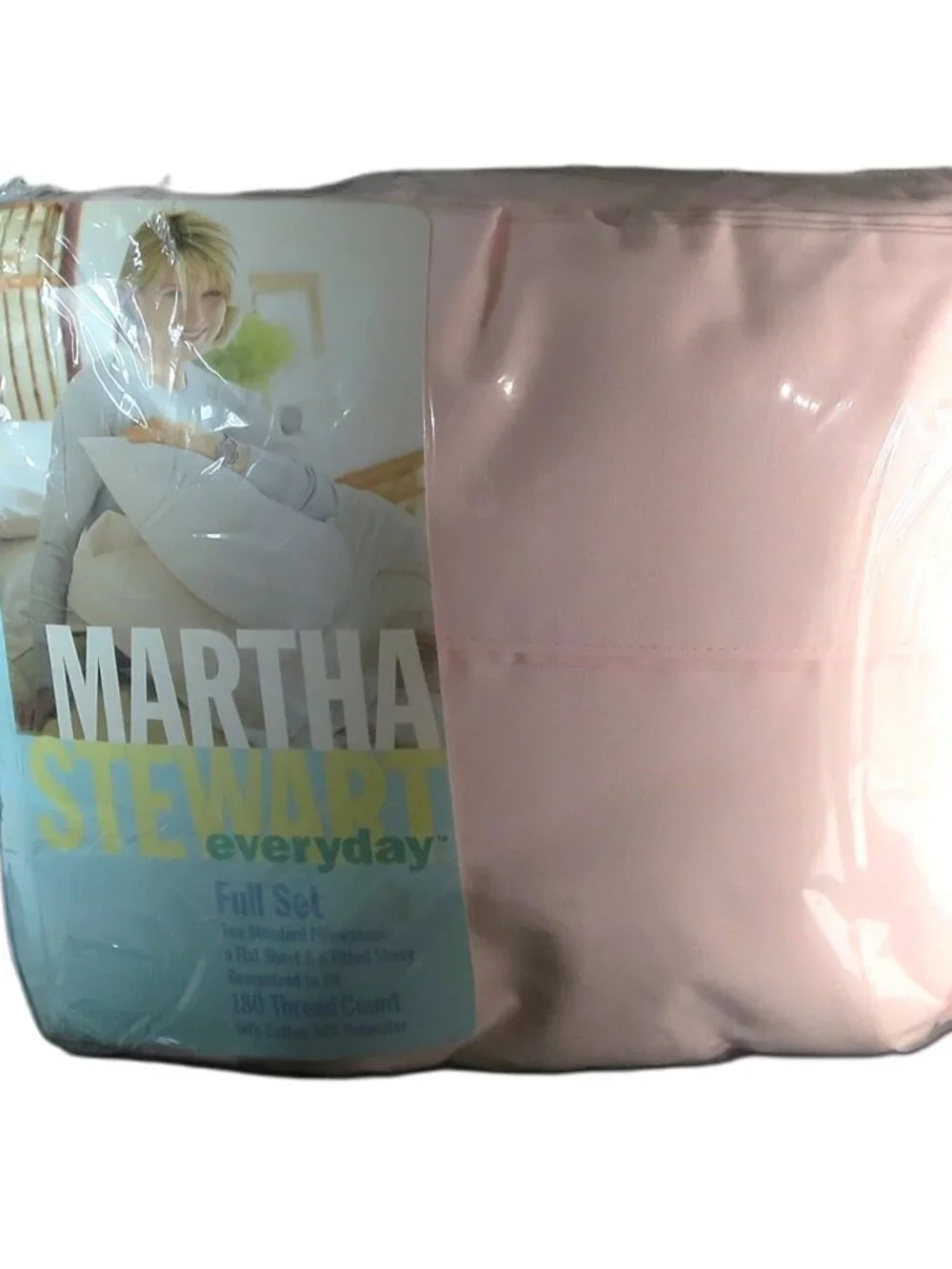 Martha Stewart Everyday Full Size Sheet Set Pink 180 Thread Count NIP